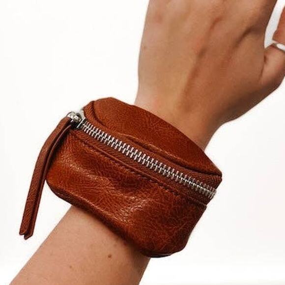 Pretty Simple Handbags - Luna Wrist or Crossbody Strap Pouch Camel Brown